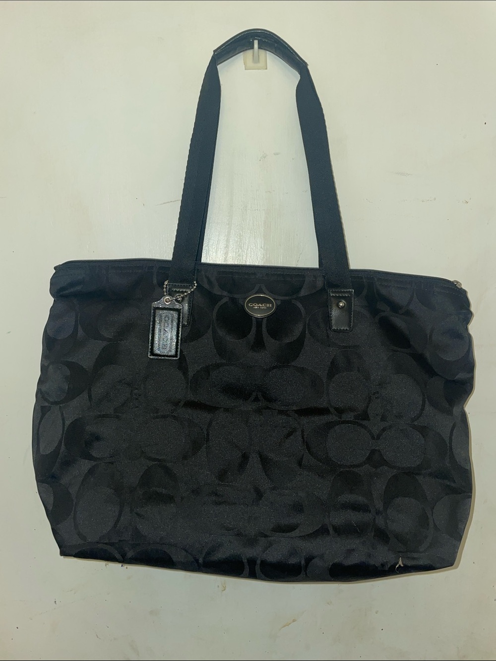 Coach Black Signature Jacquard Tote